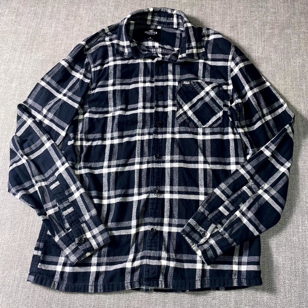 Hollister California Flannel Shirt Mens Medium Multicolor Plaid Casual Button Up